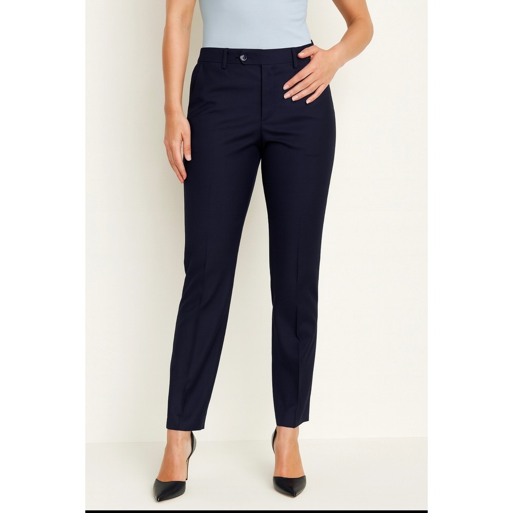 Lauren Ralph Lauren Womens Navy Blue Natural Stretch Slim‎ Fit Trousers